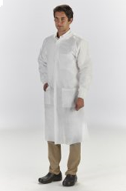 Lab Coat LabMates White Medium Long Sleeves Knee Length