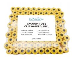 10ml Vacuum Tube, 16*100mm, Yellow Cap, Non-Additive, Sterile