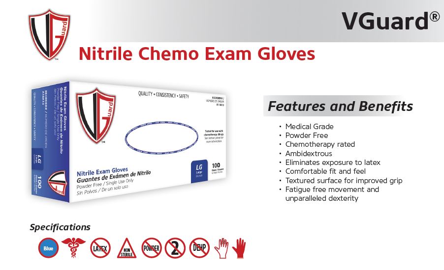 4mil Nitrile PF Chemo Exam Gloves, Small